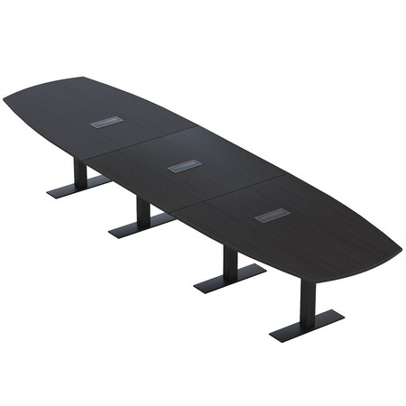 Skutchi Designs Arc Boat Conference Table With Power, 48 in W, 192 in L HAR-ABOT-48X192-T.BK-U999ST19-EBLK