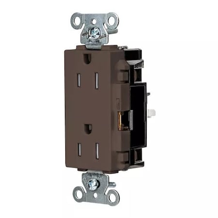 Hubbell Wiring Device-Kellems Straight Blade Receptacle, 5-15R, 15 A, 125V AC, 2 Pole, 3 Wire, Surface Mount, Grounded HBL2152STTR
