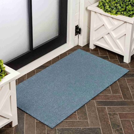 Jonathan Y Peater Classic Casual Commercial Natural Coir Coastal Blue 17 in. x 30 in. Indoor/Outdoor Mat CHG100D-1730