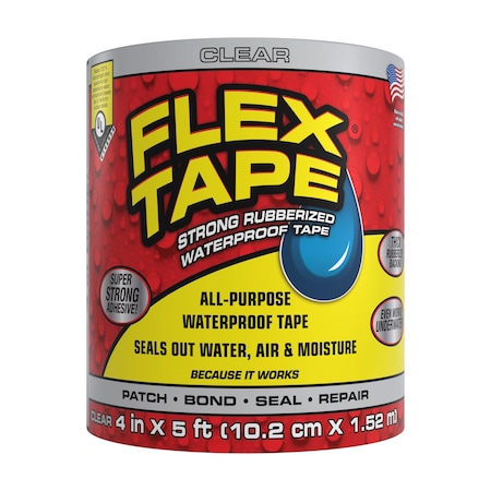 Flex Seal Rubberized Tape, Clear, 4" TFSCLRR0405