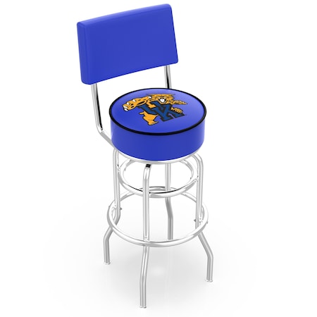 Holland Bar Stool Co 30" Chrome 2-Ring Kentucky "Wildcat" Swivel Bar Stool, Back L7C430UKYCat