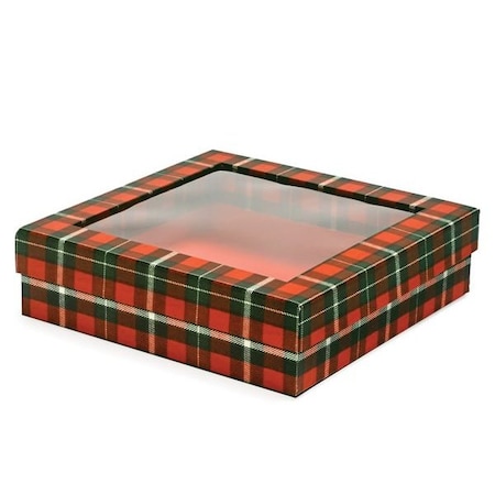 Nashville Wraps Christmas Plaid Rigid Window Box, X-Large 7.75x7.75x2in, 18PK 612BCP