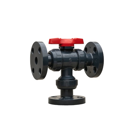 Asahi Valve, Multiport Ball, 1-1/2", PVC, FKM, Flgd 2515015