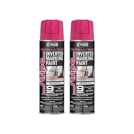 Seymour Midwest Stripe 9-Series Inverted Ground Marking Paint, Fluorescent Hot Pink net 17oz., 2PK 20979-2