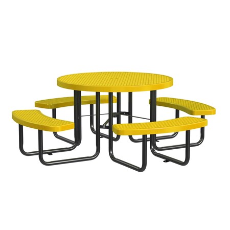 Leisure Craft Round Picnic Table, Surface Mount, Yellow, 46 in T46ROSM-YELLOW