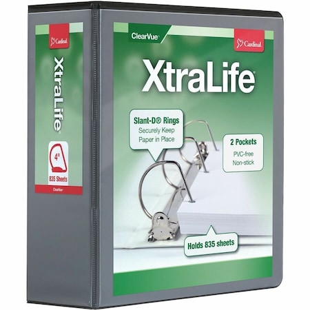 Cardinal Xtralife ClearVue Locking SlantD Binders, Black CRD26341