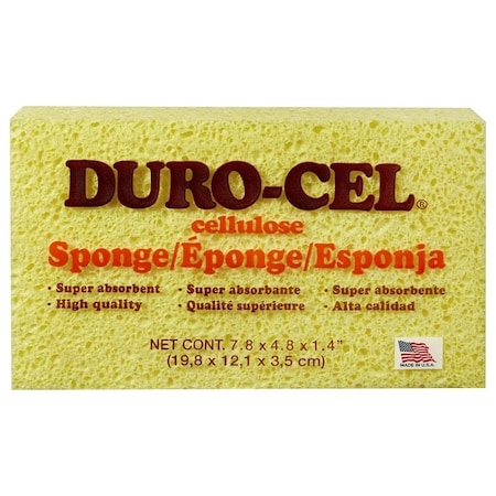 Duro-Cel 03140 Sponge, 8 in L, 5 in W, 1-1/2 in Thick, Cellulose, Yellow 3140
