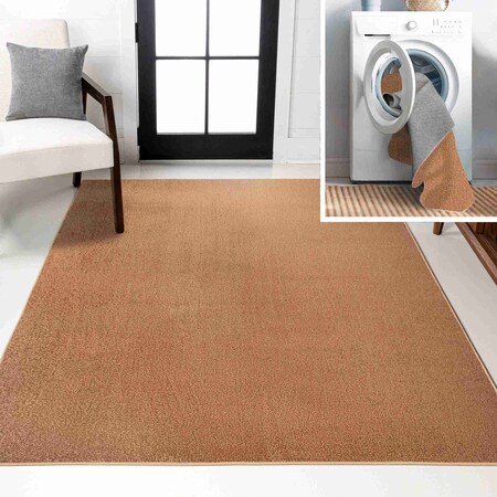Jonathan Y Twyla Classic Solid Low-Pile Machine-Washable Terra 3 ft. x 5 ft. Area Rug WSH300A-3
