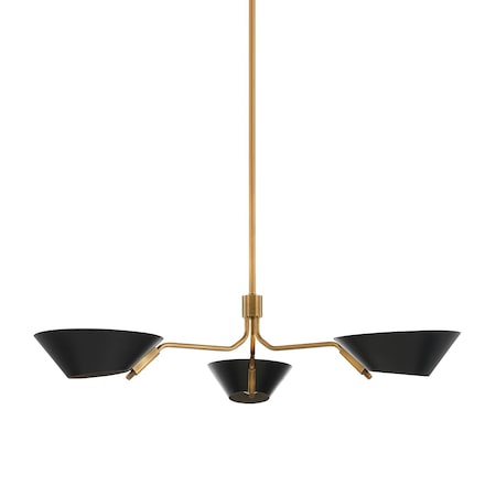 Troy Lighting Sacramento 3 Light Chandelier 43 In. Patina Brass/Soft Black F8143-PBR/SBK