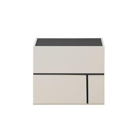 Homeroots 24" X 17" X 20" Cream White And Dark Grey Mdf Nightstand 319116