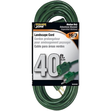 Powerzone SJTW Extension Cord, 16 AWG, Outdoor, 16/3, 1 Outlets, Green, 40 ft OR880628