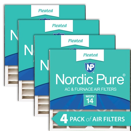 Nordic Pure 20x20x5 Pleated Air Filter, High Capacity, Electrostatically Charged Synthetic Media, MERV 14, 4 PK 20x20x5ABM14-4