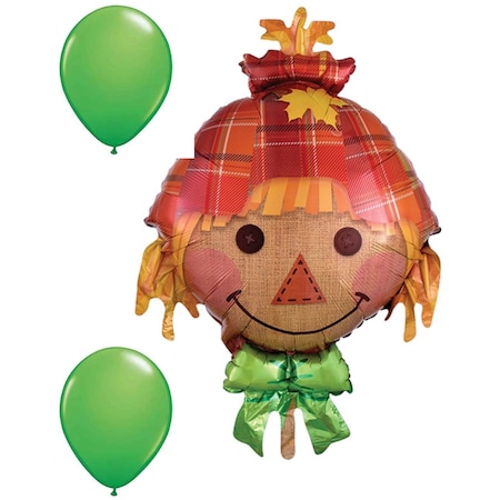 Loonballoon 26 Inch Happy Scarecrow Jr Shape Foil Balloon- Green Latex Set merch-Balloons-87528