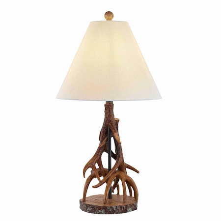 Jonathan Y Cabell 26" Farmhouse Rustic Iron LED Table Lamp, Brown/White JYL8501A