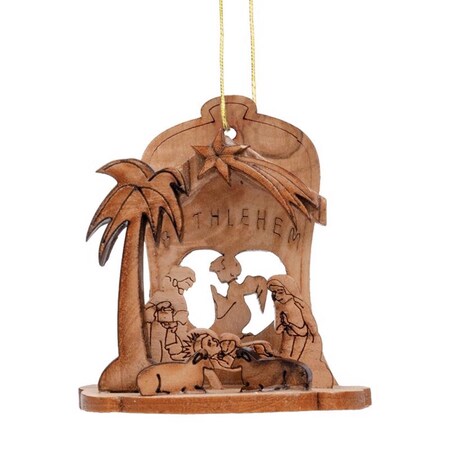 Holy Land Olive Wood Natural 3D Nativity Ornaments 3 in. GB-01