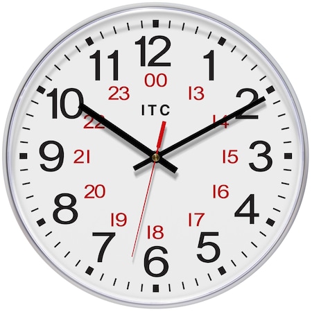 Infinity Instruments Prosaic 24-Hour ITC Business Wall Clock, Silver, 12 in 90/1224-1SV