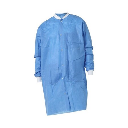 Dupont PB122S BU Lab Coat, Spunbond meltblown spunbond (SMS), Snaps Closure, Blue, 5XL, 30 PK PB219SBU5X003000