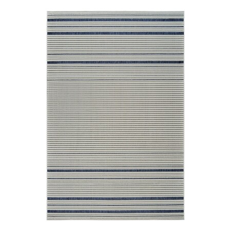 Homeroots 6' X 9' Blue and Cream Striped Distressed Indoor Outdoor Area Rug 558783