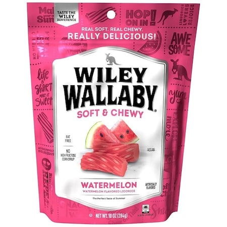 Wiley Wallaby Licorice, Chewy, Watermelon, 10 oz Bag 633457