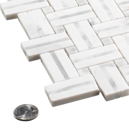 Andova Tiles Fabrique Damask 1-in. x 2-in. Basketweave Marble Look Polished Natural Stone Wall & Floor Mosaic Tile ANDFAB237