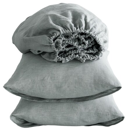 Homeroots Four Piece Blue Linen Queen Sheet Set 520720