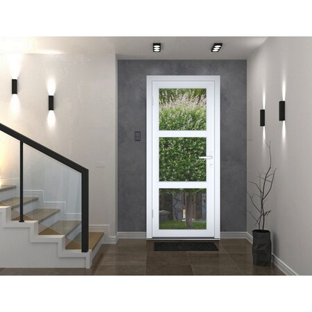 Vdomdoors Front Exterior Prehung FiberGlass Door Clear Glass See-through / Manux 8555 White Silk Clear Glass MANUX8555EXD-WS-W30 x H80+14-LH