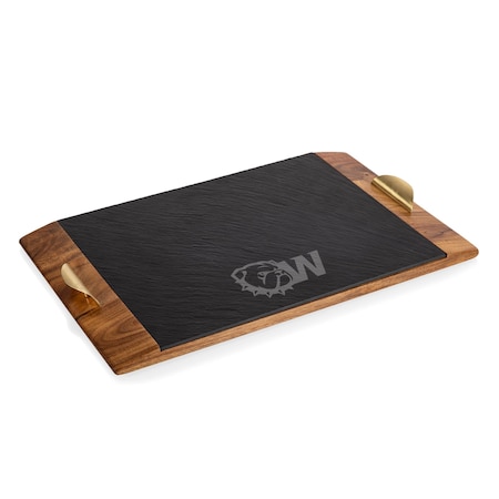 Picnic Time Family Of Brands NCAA Wingate University Bulldogs Covina Acacia and Slate Serving Tray 957-07-512-183-1
