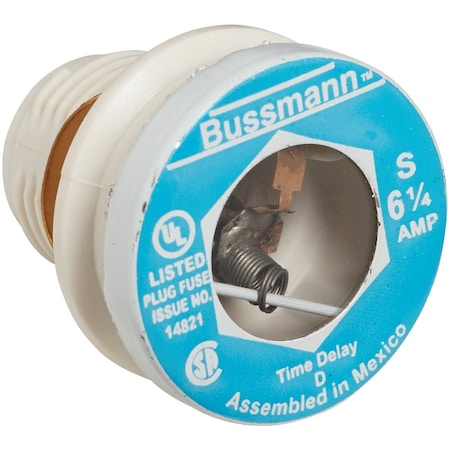 Eaton Bussmann 6-1/4A BP/S Time-Delay Plug Fuse BP/S-6-1/4