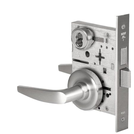 Best Grade 1 Dormitory Mortise Lock, 16 Lever, R Rose, SFIC Housing Less Core, Satin Chrome Finish, Fiel 45H7T16R626