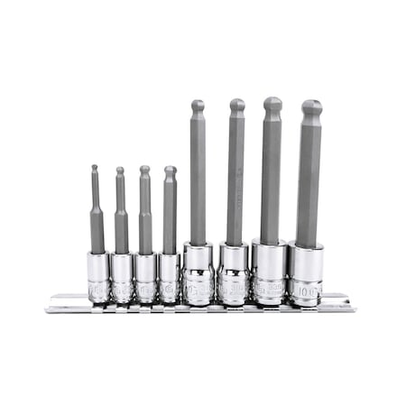 Genius Tools 8PC 1/4 & 3/8in Dr. Metric Long Wobble Hex Bit Sockets BS-2308WH