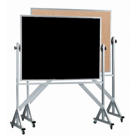 Aarco Mobile Reversible Freestanding Combination Boards, Black Chalkboard 42''Hx60''W ACB4260B