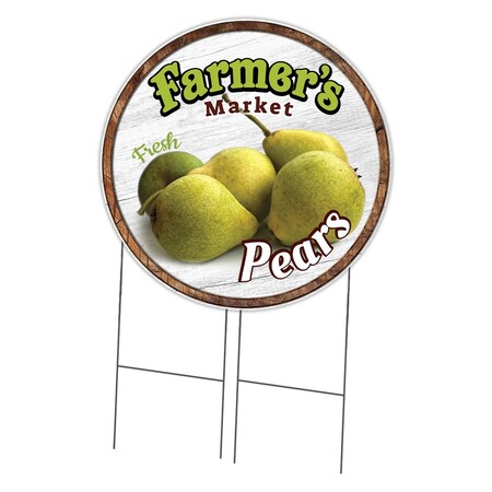 Signmission Farmers Market Pears Double Sided Corrugated Plastic Circle Yard Sign, C-36-CIR-DS-WS-Pears C-36-CIR-DS-WS-Pears