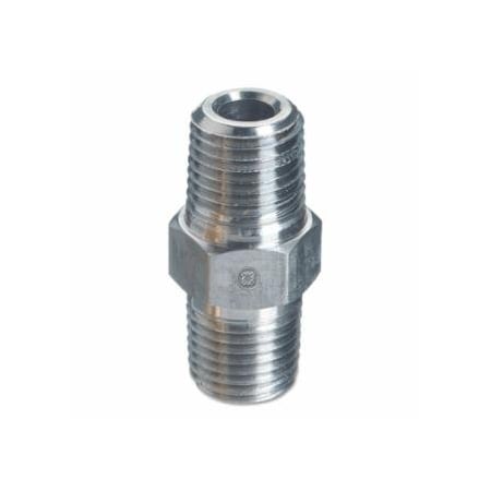 Western Enterprises Pipe Thread Hex Nipples, 6000 PSIG, Stainless Steel, 1/4 in NPT Male 312-B-4SS