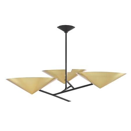 Hudson Valley Lighting Equilibrium 3 Light Chandelier 39.5 In. Aged Brass/Black 9740-AGB/BK