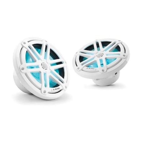 Jl Audio 7.7in Marine Speakers, Sport Grille, Gloss White, RGB LED, 93523, 010-03069-00, 2PK 93523/010-03069-00