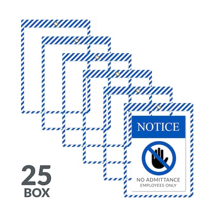 C-Line Products 9" x 12" Blue and White Safety Striped Welded Shop Ticket Holders, 25/BX 44105