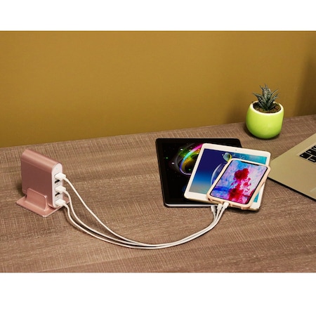 Trexonic 7.1 Amps 5 Port Universal USB Compact Charging Station in Rose Gold Finish TRX-USB5700ROSE