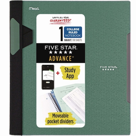 Five Star Advance Wirebound Notebook, Two Pockets, 1-Subject, Medium/College Rule, Randomly Assorted Cover 06322