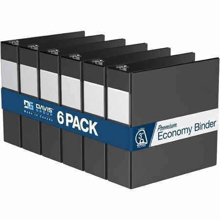Davis Group Premium Economy, Angle D Ring, Binder, (Black, 3"), PK6 2305-01-06