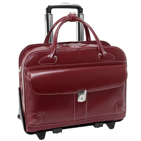 A1 Luggage Lakewood - Red Leather Fly-Through Checkpoint-Friendly Detachable-Wheeled Ladies Briefcase A12611517