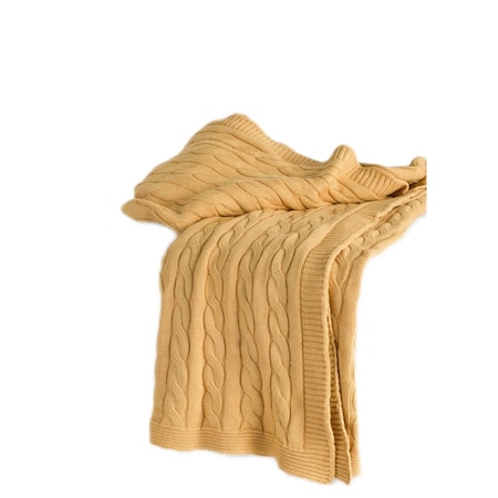 Homeroots 50" X 60" Yellow Cotton Cable Knitted Throw Throw Blanket 518765