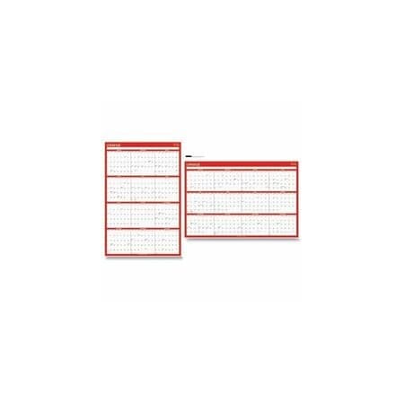 Universal Erasable Wall Calendar, 24 x 36, White/Red, 2021 71004
