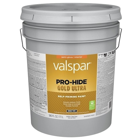 Valspar Pro-Hide Gold Ultra 6400 Latex Paint, Acrylic Base, Semi-Gloss, Clear Base, 5 gal 028.0064004.008