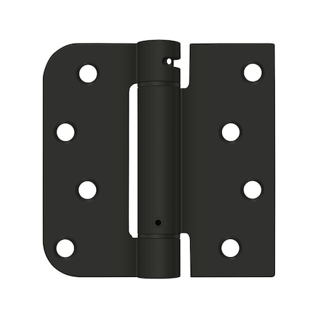 Deltana Left Hand 4in x 4in 5/8in Radius by Square Spring Hinge Paint Black Finish DSH4SR51B-LH