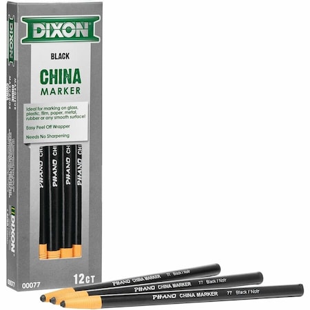Dixon Ticonderoga Dixon, China Marker, Black, Dozen 00077