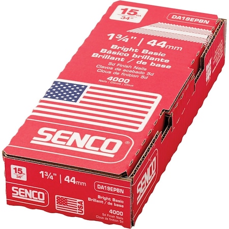 Senco 15-Gauge Bright 34 Degree Angled Finish Nail 1-3/4 In., 4000 Ct. DA19EPBN