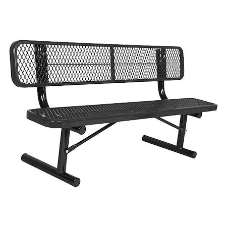Ultrasite Portable Commercial Park Bench W/Back, Black 940P-V6-BLACK