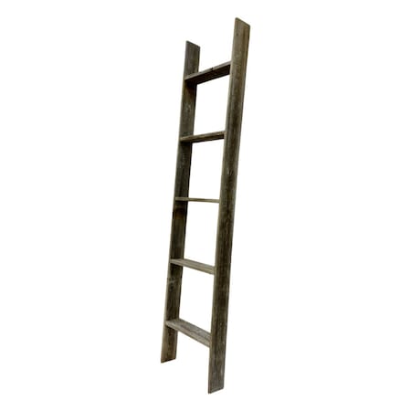 Homeroots 60" Gray Rustic Five Step Wood Ladder Shelf 380325