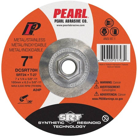 Pearl 7 in Dia, 5/8 in-11 Arbor Hole Size, 24 Grit DCSRT70H