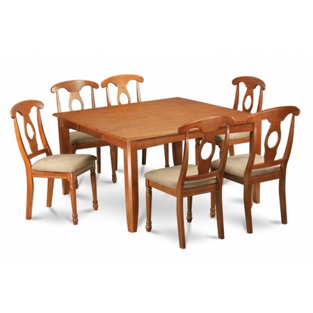 East West Furniture 7 Piece Formal Dining Room Set For 6Dining Table and 6 Dinette Chairs PFNA7-SBR-C